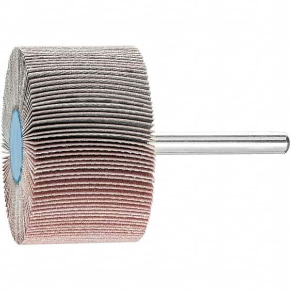 PFERD - 2" Diam x 1" Face Width, Aluminum Oxide Coated Mounted Flap Wheel - 1/4" Shank Mount, 320 Grit, 23,000 Max RPM - Americas Industrial Supply