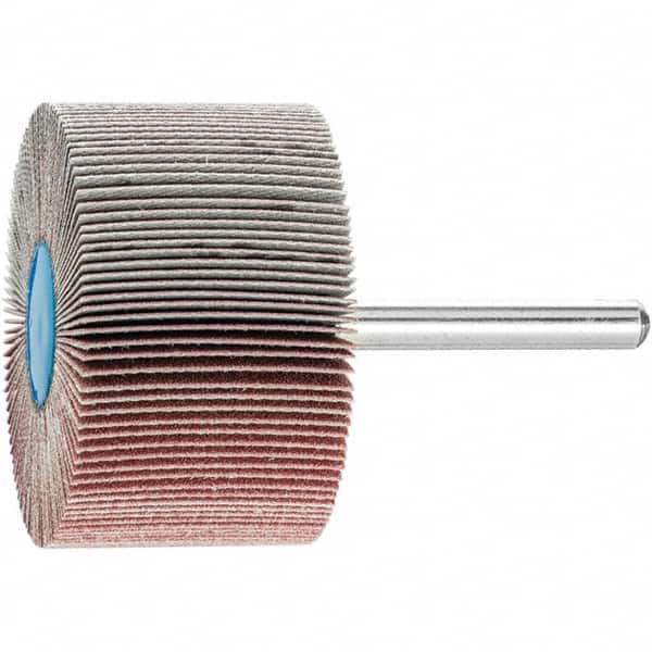 PFERD - 2" Diam x 1" Face Width, Aluminum Oxide Coated Mounted Flap Wheel - 1/4" Shank Mount, 180 Grit, 23,000 Max RPM - Americas Industrial Supply