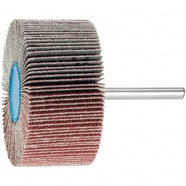 PFERD - 2-1/2" Diam x 1" Face Width, Aluminum Oxide Coated Mounted Flap Wheel - 1/4" Shank Mount, 80 Grit, 23,000 Max RPM - Americas Industrial Supply