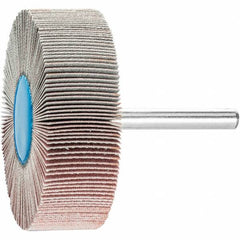 PFERD - 2-1/2" Diam x 1" Face Width, Aluminum Oxide Coated Mounted Flap Wheel - 1/4" Shank Mount, 320 Grit, 23,000 Max RPM - Americas Industrial Supply
