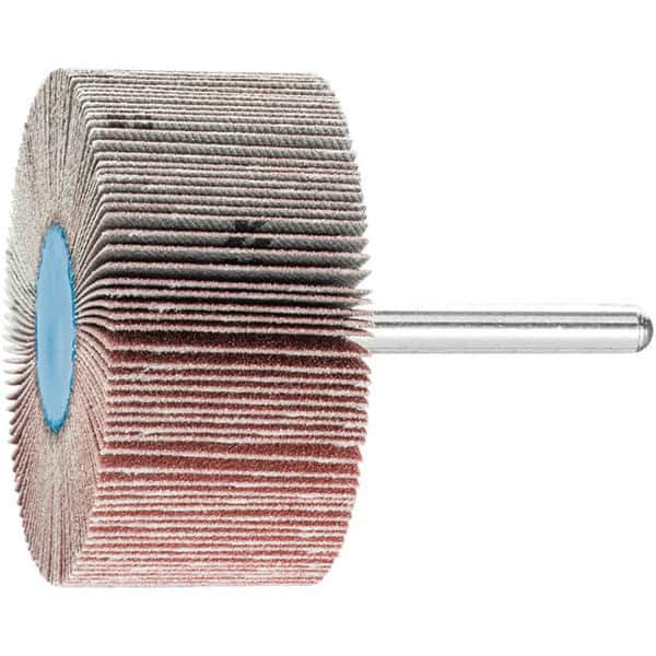 PFERD - 2-1/2" Diam x 1" Face Width, Aluminum Oxide Coated Mounted Flap Wheel - 1/4" Shank Mount, 120 Grit, 23,000 Max RPM - Americas Industrial Supply