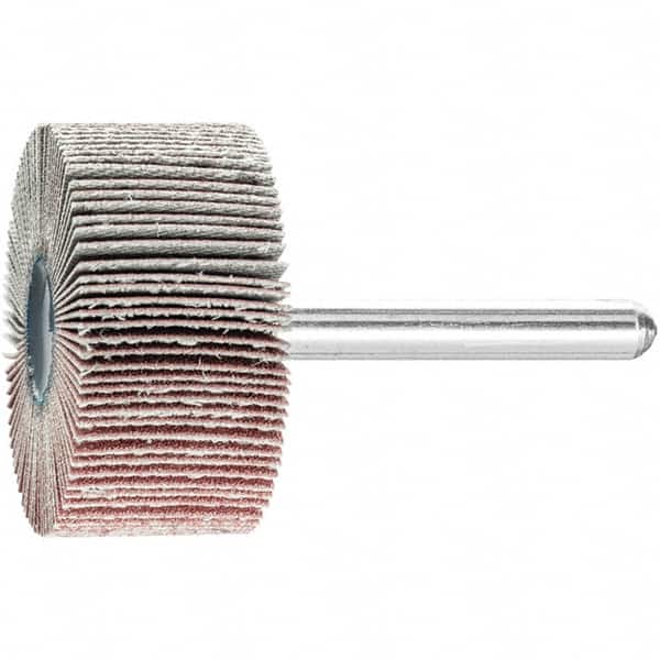PFERD - 1-1/2" Diam x 1" Face Width, Aluminum Oxide Coated Mounted Flap Wheel - 1/4" Shank Mount, 180 Grit, 23,000 Max RPM - Americas Industrial Supply