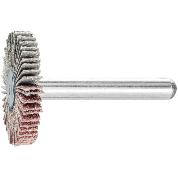 PFERD - 1-3/16" Diam x 1/4" Face Width, Aluminum Oxide Coated Mounted Flap Wheel - 1/4" Shank Mount, 80 Grit, 25,000 Max RPM - Americas Industrial Supply