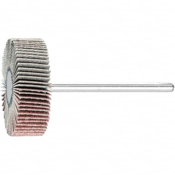 PFERD - 1-3/16" Diam x 3/8" Face Width, Aluminum Oxide Coated Mounted Flap Wheel - 1/8" Shank Mount, 240 Grit, 25,000 Max RPM - Americas Industrial Supply