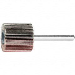 PFERD - 1" Diam x 1" Face Width, Aluminum Oxide Coated Mounted Flap Wheel - 1/4" Shank Mount, 180 Grit, 25,000 Max RPM - Americas Industrial Supply