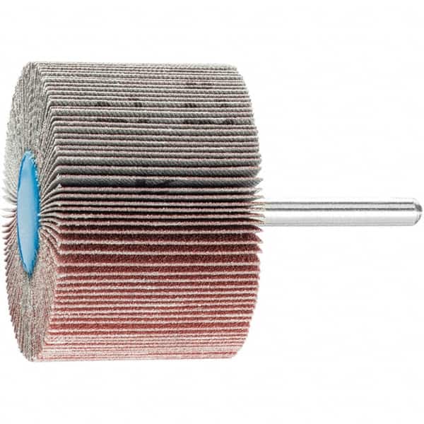 PFERD - 2-1/2" Diam x 1-1/2" Face Width, Aluminum Oxide Coated Mounted Flap Wheel - 1/4" Shank Mount, 120 Grit, 13,000 Max RPM - Americas Industrial Supply