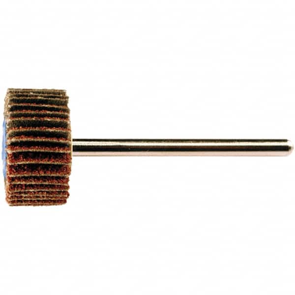 PFERD - 3/4" Diam x 3/8" Face Width, Aluminum Oxide Coated Mounted Flap Wheel - 1/8" Shank Mount, 80 Grit, 38,100 Max RPM - Americas Industrial Supply