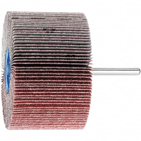 PFERD - 3" Diam x 2" Face Width, Aluminum Oxide Coated Mounted Flap Wheel - 1/4" Shank Mount, 60 Grit, 6,000 Max RPM - Americas Industrial Supply