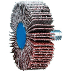 PFERD - 1-1/2" Diam x 1/2" Face Width, Aluminum Oxide Coated Mounted Flap Wheel - 1/4-20 Threaded Mount, 60 Grit, 23,000 Max RPM - Americas Industrial Supply