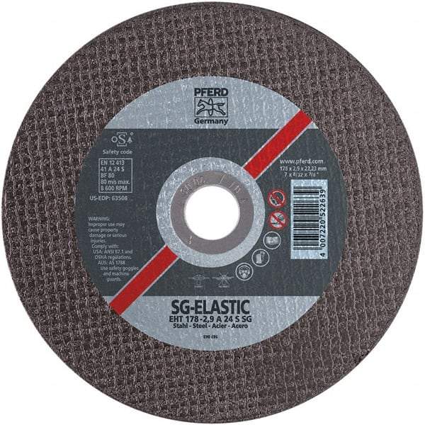 PFERD - 7" Aluminum Oxide Cutoff Wheel - 1/8" Thick, 7/8" Arbor, Use with Angle Grinders - Americas Industrial Supply