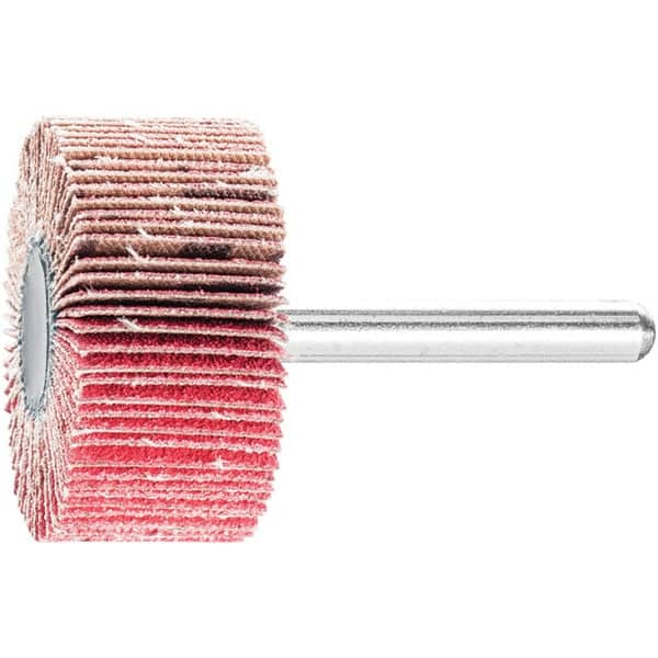 PFERD - 1-1/2" Diam x 1" Face Width, Ceramic Coated Mounted Flap Wheel - 1/4" Shank Mount, 120 Grit, 25,000 Max RPM - Americas Industrial Supply