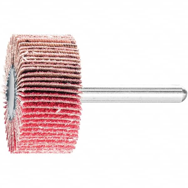 PFERD - 1-1/2" Diam x 1" Face Width, Ceramic Coated Mounted Flap Wheel - 1/4" Shank Mount, 80 Grit, 25,000 Max RPM - Americas Industrial Supply