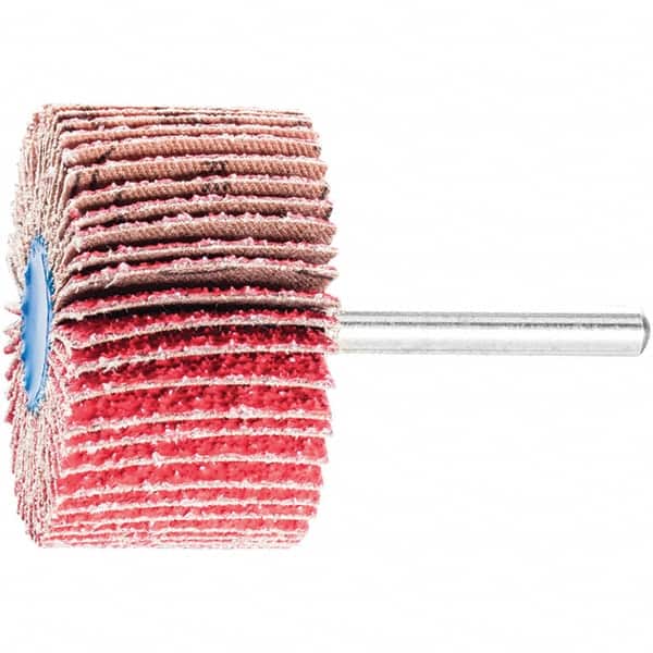 PFERD - 2" Diam x 1" Face Width, Ceramic Coated Mounted Flap Wheel - 1/4" Shank Mount, 40 Grit, 23,000 Max RPM - Americas Industrial Supply