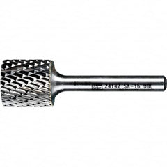 PFERD - 3/4" Cut Diam, 1/4" Shank Diam, Cylinder Head Double Cut Burr - Tungsten Carbide, 3/4" LOC, 2-1/2" OAL - Americas Industrial Supply