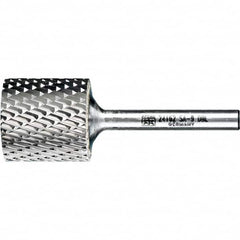 PFERD - 1" Cut Diam, 1/4" Shank Diam, Cylinder Head Double Cut Burr - Tungsten Carbide, 1" LOC, 2-3/4" OAL - Americas Industrial Supply