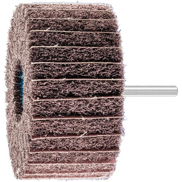 PFERD - 4" Diam x 2" Face Width, Aluminum Oxide Nonwoven Mounted Flap Wheel - 1/4" Shank Mount, 100 Grit, 6,000 Max RPM - Americas Industrial Supply