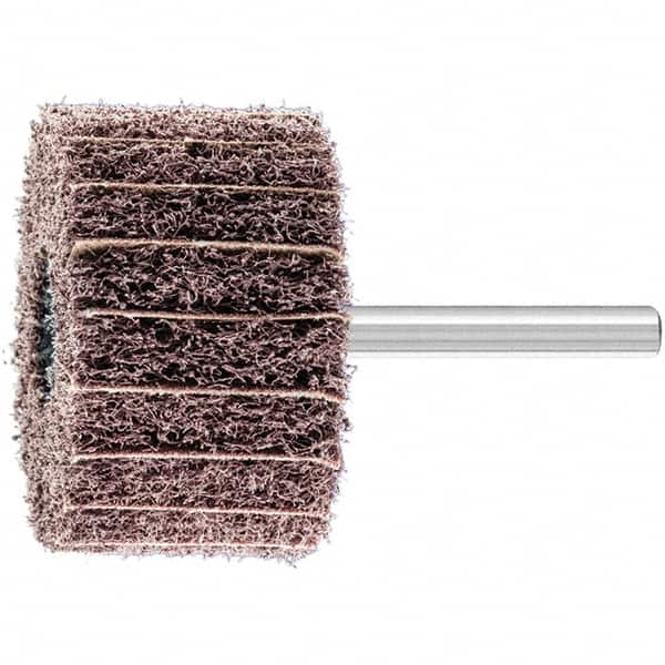 PFERD - 2" Diam x 1-1/4" Face Width, Aluminum Oxide Nonwoven Mounted Flap Wheel - 1/4" Shank Mount, 100 Grit, 12,000 Max RPM - Americas Industrial Supply