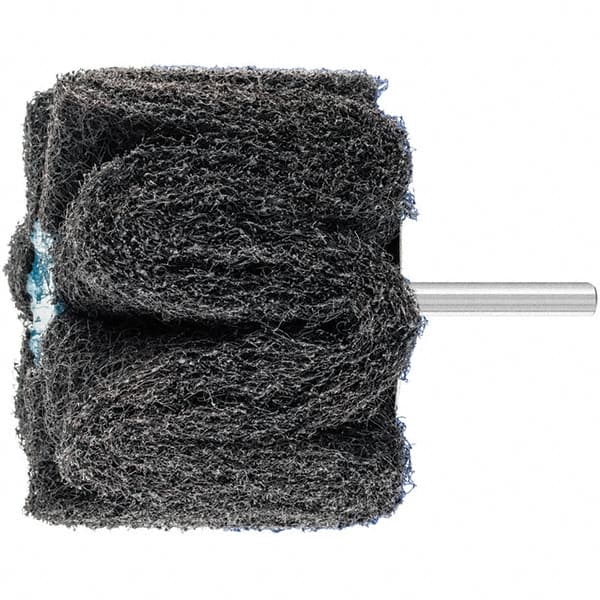 PFERD - 3" Diam x 2" Face Width, Silicon Carbide Nonwoven Mounted Flap Wheel - 1/4" Shank Mount, 100 Grit, 7,500 Max RPM - Americas Industrial Supply