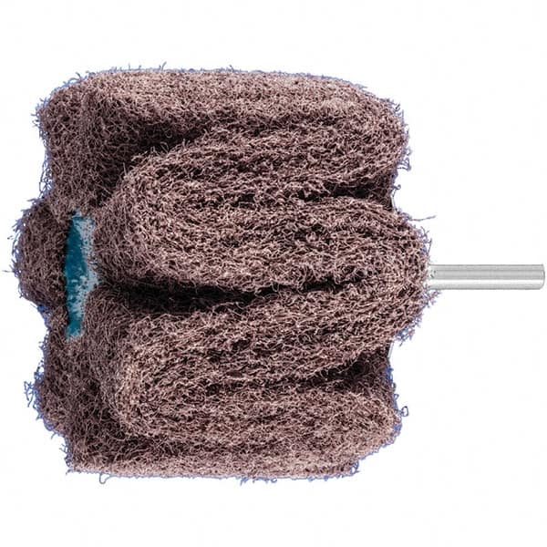 PFERD - 3" Diam x 2" Face Width, Aluminum Oxide Nonwoven Mounted Flap Wheel - 1/4" Shank Mount, 100 Grit, 7,500 Max RPM - Americas Industrial Supply