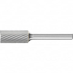 PFERD - 7/16" Cut Diam, 1/4" Shank Diam, Cylinder with End Cut Head Single Cut Burr - Tungsten Carbide, 1" LOC, 2-3/4" OAL - Americas Industrial Supply