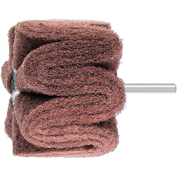 PFERD - 3" Diam x 2" Face Width, Aluminum Oxide Nonwoven Mounted Flap Wheel - 1/4" Shank Mount, 280 Grit, 7,500 Max RPM - Americas Industrial Supply