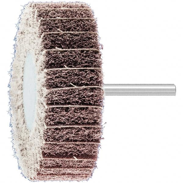 PFERD - 3" Diam x 1" Face Width, Aluminum Oxide Nonwoven Mounted Flap Wheel - 1/4" Shank Mount, 100 Grit, 7,500 Max RPM - Americas Industrial Supply