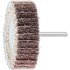 PFERD - 3" Diam x 1" Face Width, Aluminum Oxide Nonwoven Mounted Flap Wheel - 1/4" Shank Mount, 100 Grit, 7,500 Max RPM - Americas Industrial Supply
