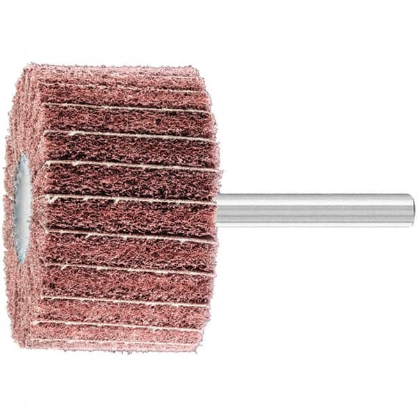 PFERD - 2" Diam x 1-1/4" Face Width, Aluminum Oxide Nonwoven Mounted Flap Wheel - 1/4" Shank Mount, 180 Grit, 12,000 Max RPM - Americas Industrial Supply