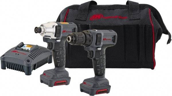 Ingersoll-Rand - 12 Volt Cordless Tool Combination Kit - Includes 1/4" Hex Compact Impact Driver, Lithium-Ion Battery Included - Americas Industrial Supply