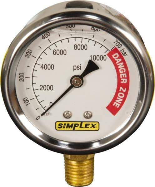 TK Simplex - Hydraulic Pressure Gages & Adapters Type: Liquid-Filled Gauge Pressure Rating: 0 - 10000 - Americas Industrial Supply