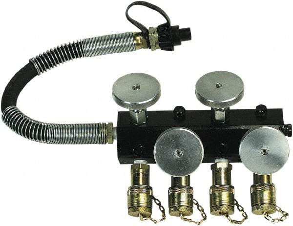 TK Simplex - 3/8" Inlet, 3/8" Outlet Manifold - 9" Long x 3-1/2" Wide x 3" High, 10,000 Max PSI, 1 Inlet Port, 4 Outlet Ports - Americas Industrial Supply