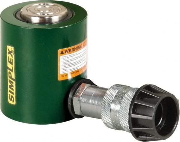 TK Simplex - 1-1/2" Stroke, 10 Ton Portable Hydraulic Low Profile Cylinder - 2.24 Sq In Effective Area, 3.4 Cu In Oil Capacity, 3.47 to 4.97" High, 1-1/2" Plunger Diam, 10,000 Max psi - Americas Industrial Supply