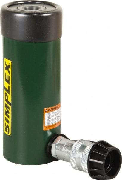 TK Simplex - 3" Stroke, 12 Ton Portable Hydraulic Hollow Hole Cylinder - 2.76 Sq In Effective Area, 8.3 Cu In Oil Capacity, 7.25 to 10.25" High, 1-3/8" Plunger Diam, 10,000 Max psi - Americas Industrial Supply