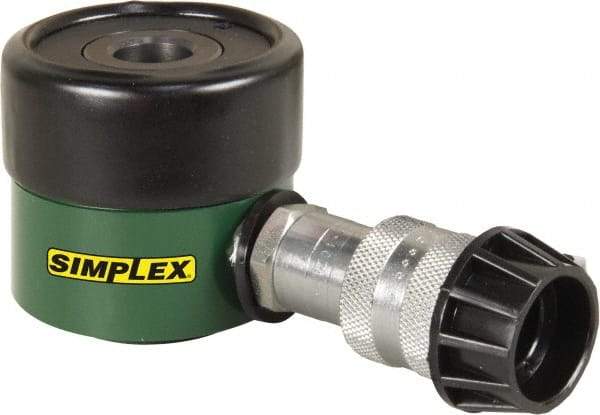 TK Simplex - 5/16" Stroke, 12 Ton Portable Hydraulic Hollow Hole Cylinder - 2.76 Sq In Effective Area, 0.86 Cu In Oil Capacity, 2.2 to 2.5" High, 1-3/8" Plunger Diam, 10,000 Max psi - Americas Industrial Supply