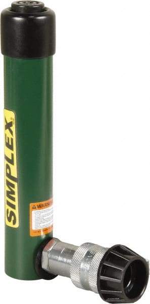 TK Simplex - 5-1/8" Stroke, 5 Ton Portable Hydraulic Single Acting Cylinder - 0.99 Sq In Effective Area, 4.97 Cu In Oil Capacity, 8.52 to 13.65" High, 1" Cyl Bore Diam, 1-1/8" Plunger Diam, 10,000 Max psi - Americas Industrial Supply