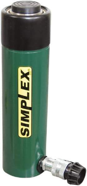 TK Simplex - 8-1/4" Stroke, 30 Ton Portable Hydraulic Single Acting Cylinder - 6.49 Sq In Effective Area, 53.6 Cu In Oil Capacity, 15.25 to 23.5" High, 2.25" Cyl Bore Diam, 2-7/8" Plunger Diam, 10,000 Max psi - Americas Industrial Supply