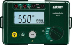 Extech - Digital LCD Display, 0.002 Megohm Electrical Insulation Resistance Tester & Megohmmeter - 1,000 Volt Max Test Voltage, Powered by AA Battery - Americas Industrial Supply