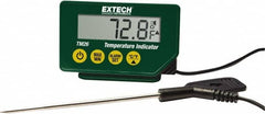 Extech - -40 to 392°F Waterproof Digital Thermometer - LCD Display, Stainless Steel Probe Sensor, CR-2032 Power - Americas Industrial Supply