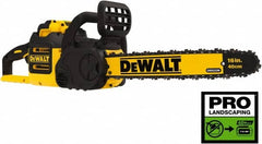 DeWALT - 40 Volt, 50 Ft/sec, Battery Powered Chainsaw - 16" Guide Bar Length, 7,500 RPM, 3/8" Chain Pitch, 0.043 Chain Gauge - Americas Industrial Supply