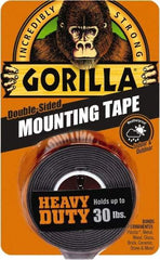 Gorilla Tape - 1" x 60" Acrylic Adhesive Double Sided Tape - 43 mil Thick, Black, Polyethylene Film Liner, Continuous Roll - Americas Industrial Supply