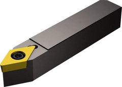 Sandvik Coromant - QS-SDNC, Neutral Cut, 27.50° Lead Angle, 16mm Shank Height x 16mm Shank Width, Neutral Rake Indexable Turning Toolholder - 70mm OAL, DCMT 11 T3 08 Insert Compatibility, Series CoroTurn 107 - Americas Industrial Supply