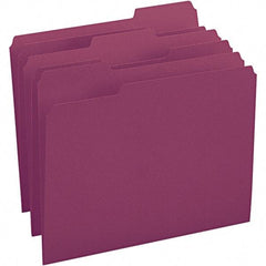 SMEAD - 11-5/8 x 9-1/2", Letter Size, Maroon, File Folders with Top Tab - 11 Point Stock, Assorted Tab Cut Location - Americas Industrial Supply