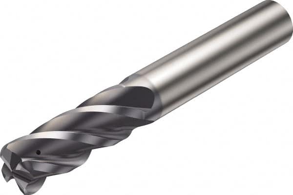 Sandvik Coromant - 6mm, 13mm LOC, 6mm Shank Diam, 57mm OAL, 4 Flute, Solid Carbide Square End Mill - Single End, AlTiN Finish, Spiral Flute, 38° Helix, Right Hand Cut, Right Hand Flute, Series CoroMill Plura - Americas Industrial Supply