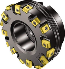 Sandvik Coromant - 101.6mm Cut Diam, 38.1mm Arbor Hole, 0.9mm Max Depth of Cut, 25° Indexable Chamfer & Angle Face Mill - 6 Inserts, 425N-1707 Insert, 425N-1707 Cut, Series CoroMill 425 - Americas Industrial Supply