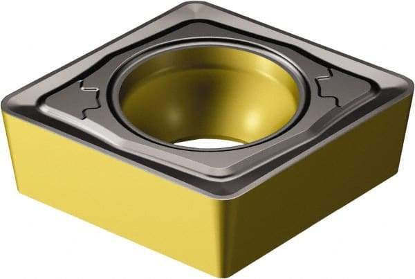 Sandvik Coromant - CCMT32.52 PMC Grade 4325 Carbide Turning Insert - TiCN/Al2O3/TiN Finish, 80° Diamond, 3/8" Inscr Circle, 5/32" Thick, 1/32" Corner Radius - Americas Industrial Supply