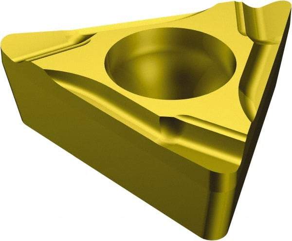 Sandvik Coromant - TCGT21.5 K Grade 1525 Cermet Turning Insert - TiCN/TiN Finish, 60° Triangle, 1/4" Inscr Circle, 3/32" Thick, 0.2mm Corner Radius - Americas Industrial Supply