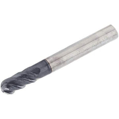Iscar - 16mm Diam, 32mm LOC, 4 Flute Solid Carbide Ball End Mill - TiAlN Finish, Single End, 3-5/8" OAL, 16mm Shank Diam, Spiral Flute - Americas Industrial Supply