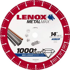 Lenox - 14" 25/30 Grit Diamond Cutoff Wheel - 0.15" Thick, 1" Arbor, 5,300 Max RPM, Use with Gas Powered Saws - Americas Industrial Supply