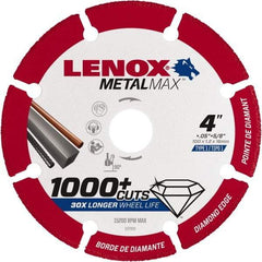 Lenox - 4" 40/50 Grit Diamond Cutoff Wheel - 0.05" Thick, 5/8" Arbor, 15,200 Max RPM, Use with Angle Grinders - Americas Industrial Supply