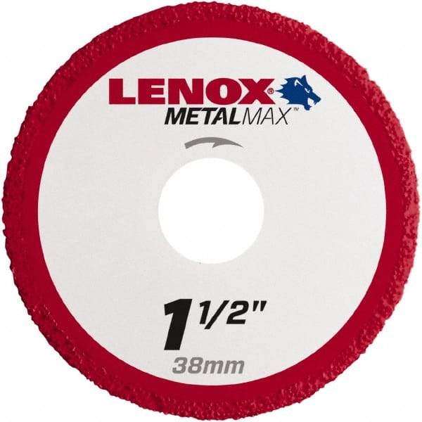 Lenox - 1-1/2" 40/50 Grit Diamond Cutoff Wheel - 0.05" Thick, 3/8" Arbor, 40,200 Max RPM, Use with Die Grinders - Americas Industrial Supply
